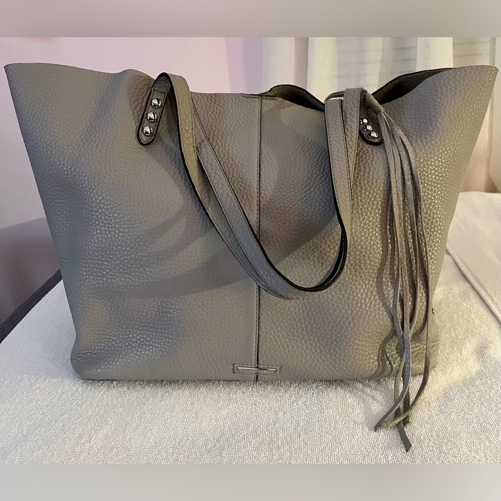 Rebecca Minkoff Gray Pebbled Leather Studded Tote